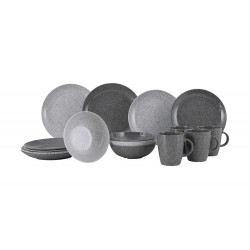 VAISSELLE SOLID - MELAMINE - 16 PCS - GRIS