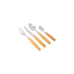 COUVERTS HAGGERSTON - 16 PCS/4 PERS - Set de couverts en acier inox avec poignées imitation bois