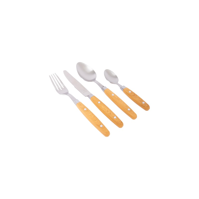 COUVERTS HAGGERSTON - 16 PCS/4 PERS - Set de couverts en acier inox avec poignées imitation bois