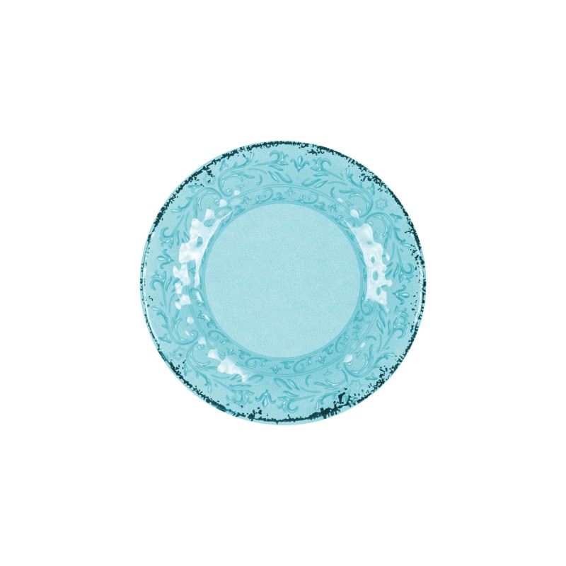 ASSIETTE STONE LINE - MELAMINE - Ø 20.5CM - 1 PC (Turquoise / Azure / Sable) - Gimex