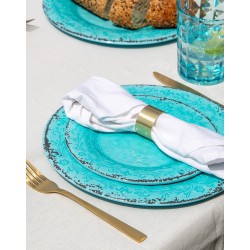 ASSIETTE STONE LINE - MELAMINE - Ø 20.5CM - 1 PC (Turquoise / Azure / Sable) - Gimex