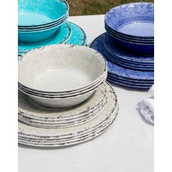 ASSIETTE STONE LINE - MELAMINE - Ø 27CM - 1 PC (Turquoise / Azur / Sable) - Gimex