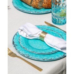 ASSIETTE STONE LINE - MELAMINE - Ø 27CM - 1 PC (Turquoise / Azur / Sable) - Gimex