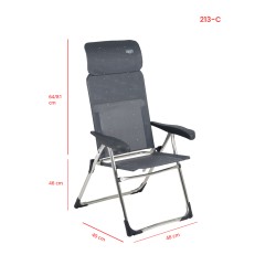 Fauteuil Classic Compact avec Appui-tête Crespo Plat Gris - Confort et Compacité
