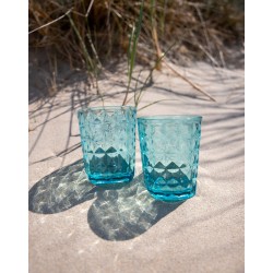Verre à Eau - Stone - 480 ml - Bleu Turquoise - Lot de 2 | Résistant et Élégant