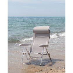 Fauteuil de plage avec appuie-tête Crespo – Chaise réglable 7 positions compacte