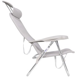 Fauteuil de plage avec appuie-tête Crespo – Chaise réglable 7 positions compacte