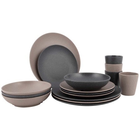 Vaisselle Folkestone - Mélamine - beige gris - 16 pièces | Bo-Camp Urban Outdoor
