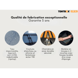 Tente de Toit TentBox Lite XL – familiale, spacieuse et rapide à installer