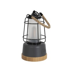Lampe lanterne Harlington 370 lm – Rechargeable & design bambou
