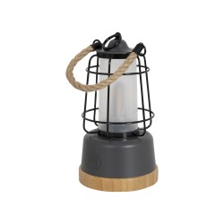 Lampe lanterne Harlington 370 lm – Rechargeable & design bambou